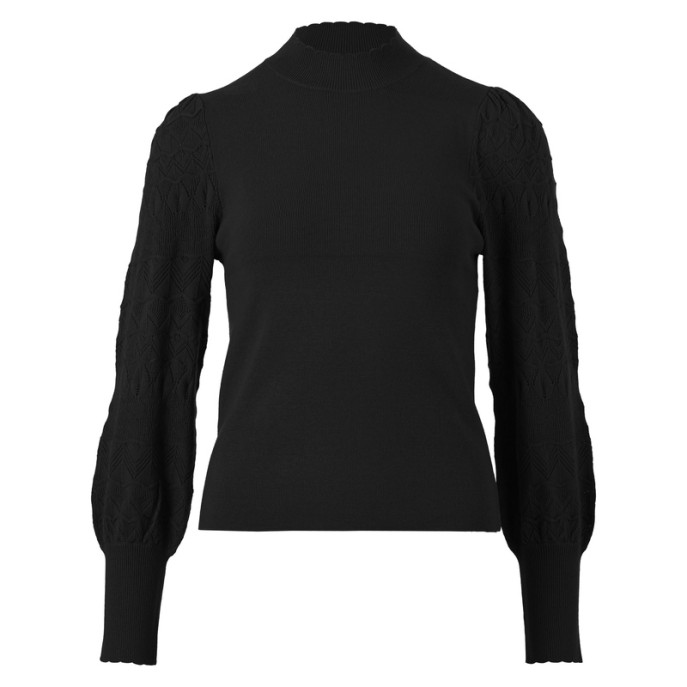 Enjoy Pullover 890501 turtle mooie pofmouw Zwart